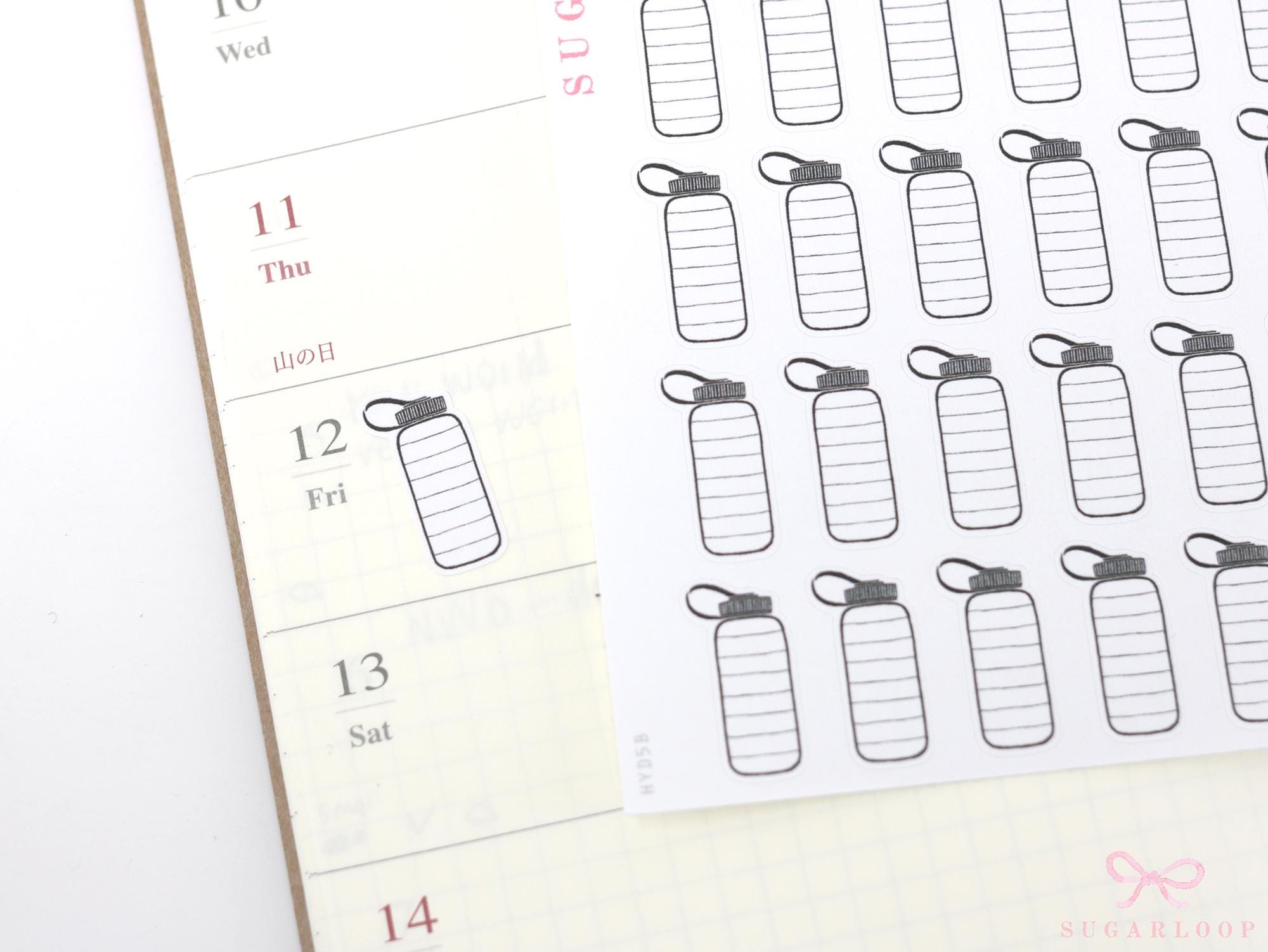Gym Water Bottle Bujo Planner Stickers Hydrate Tracker