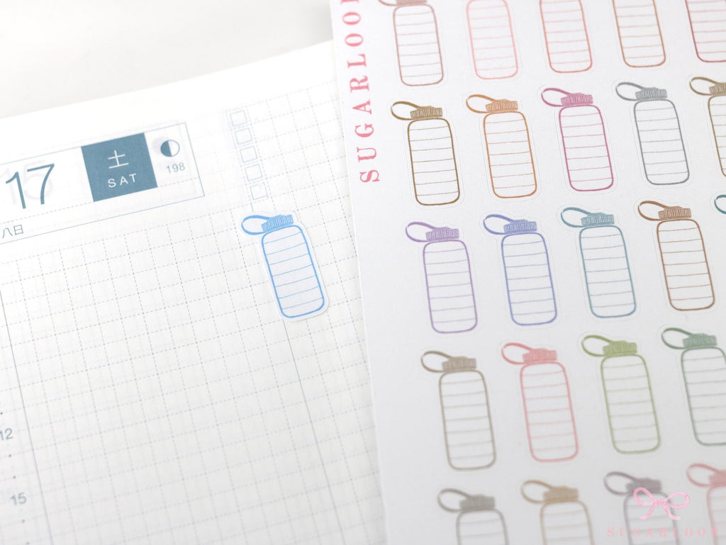Gym Water Bottle Bujo Planner Stickers Hydrate Tracker