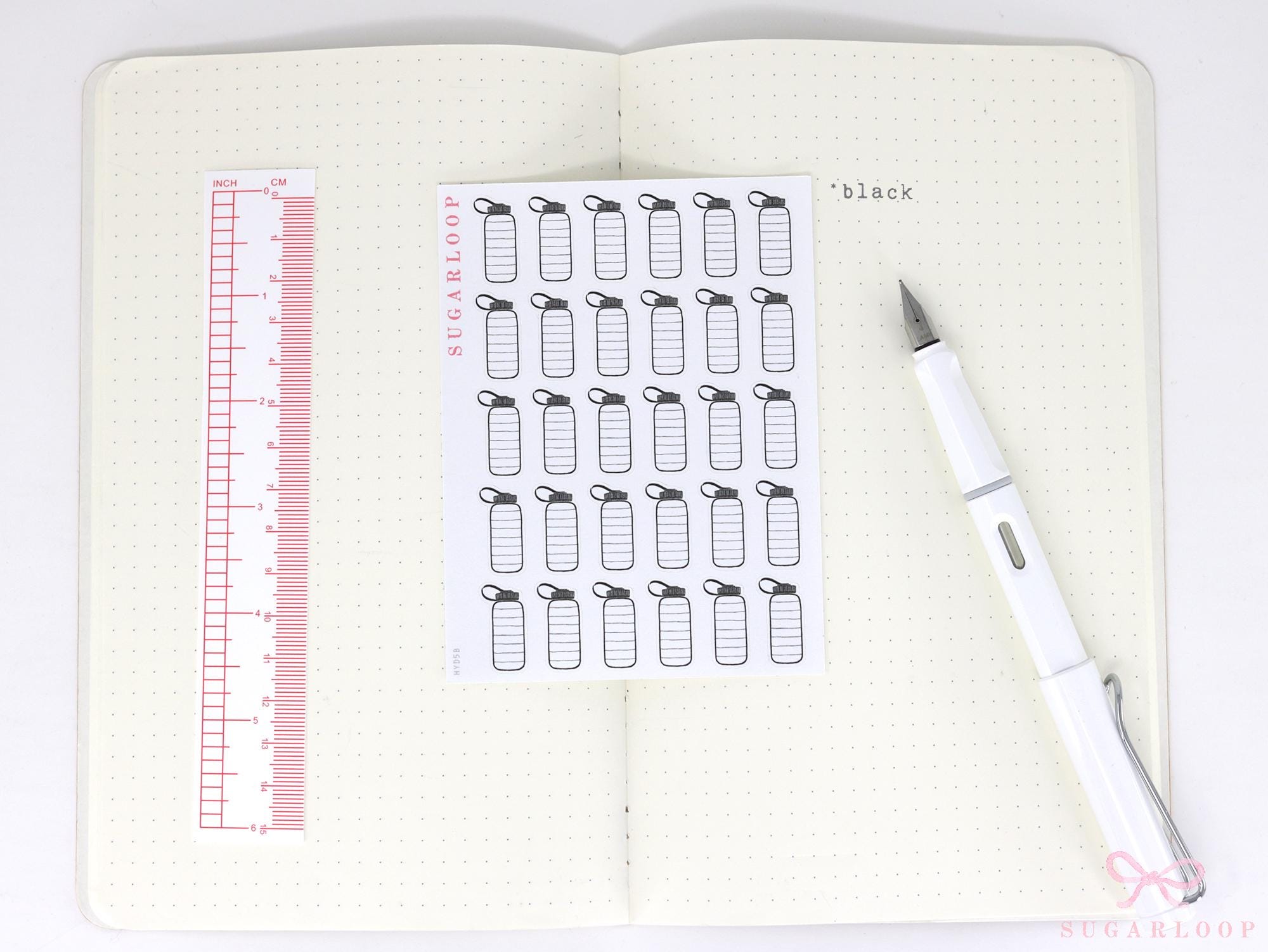 Gym Water Bottle Bujo Planner Stickers Hydrate Tracker