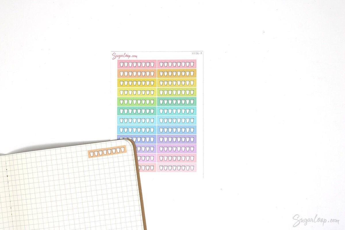 Water Glass Hydration Habit Tracker Stickers for Planners and Journals