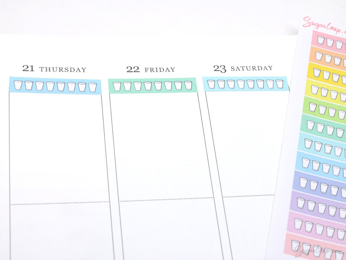 Water Glass Hydration Habit Tracker Stickers for Planners and Journals