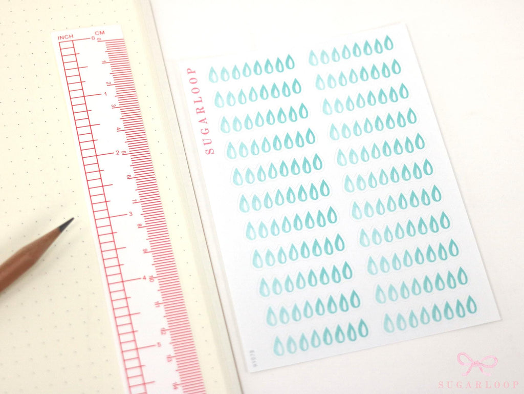 Water Drop Hydration Habit Tracker Stickers for Planners and Journals