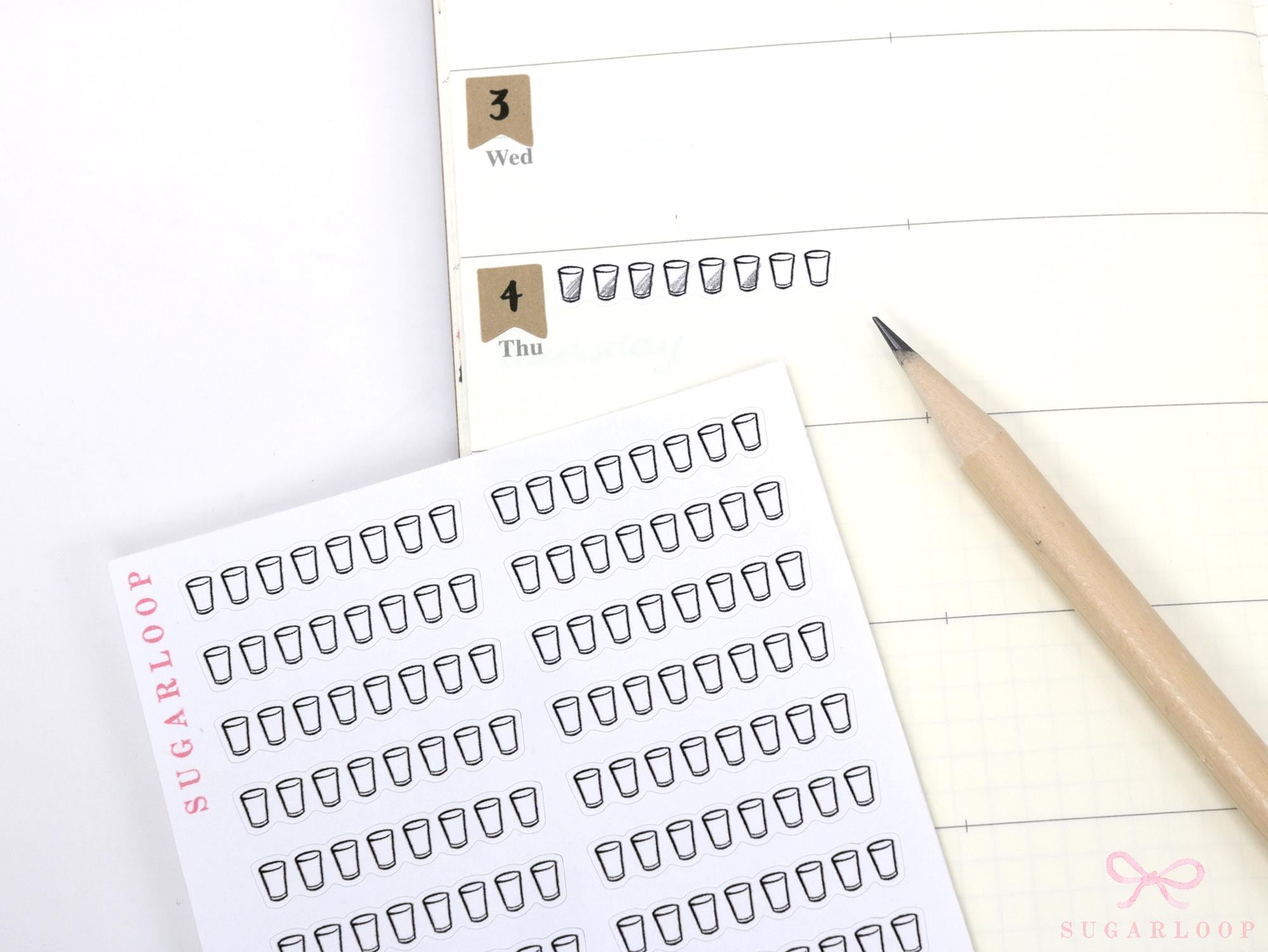 Water Hydration Drink Water Habit Tracker Stickers for Planners and Journals