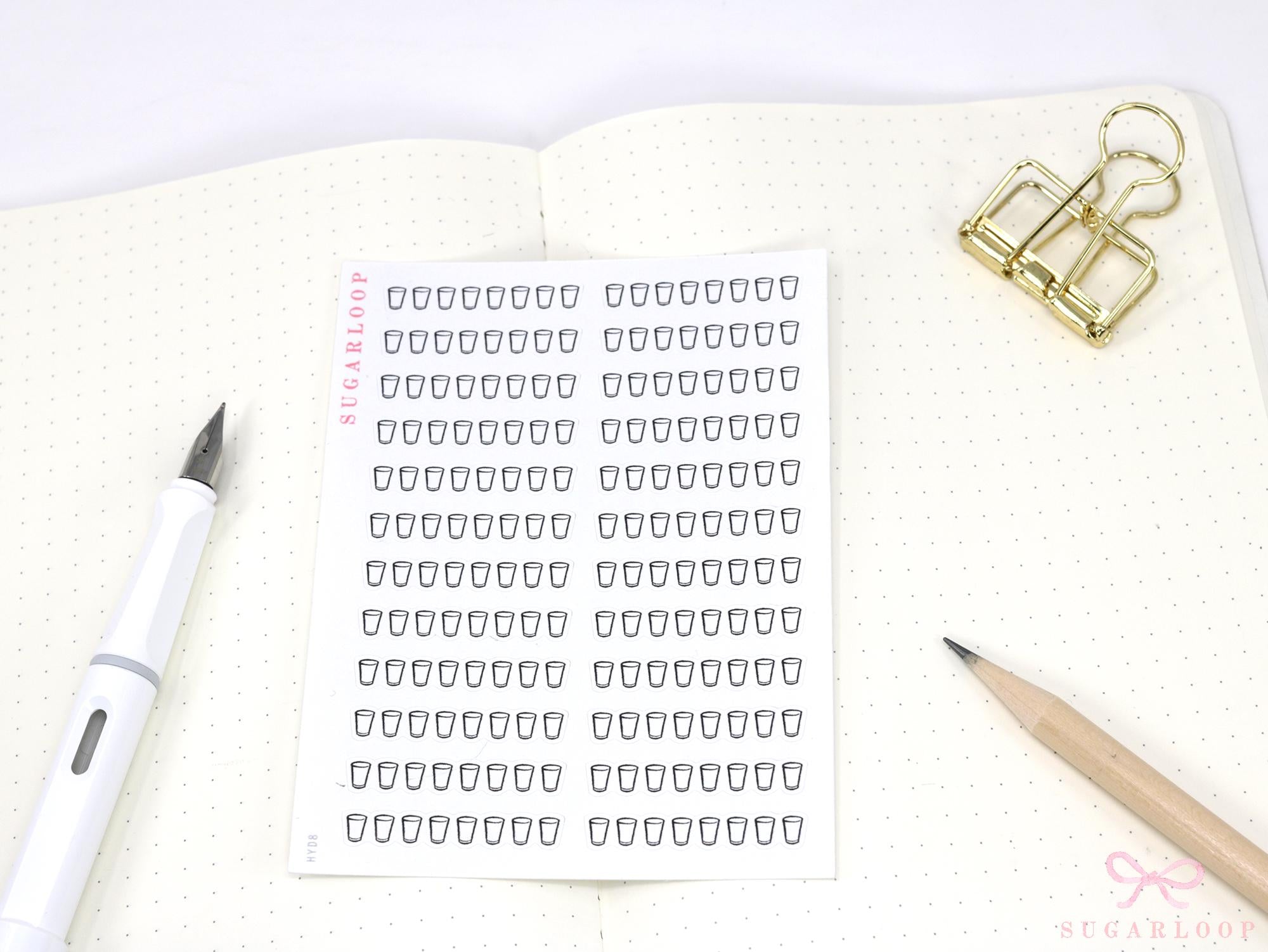 Water Hydration Drink Water Habit Tracker Stickers for Planners and Journals