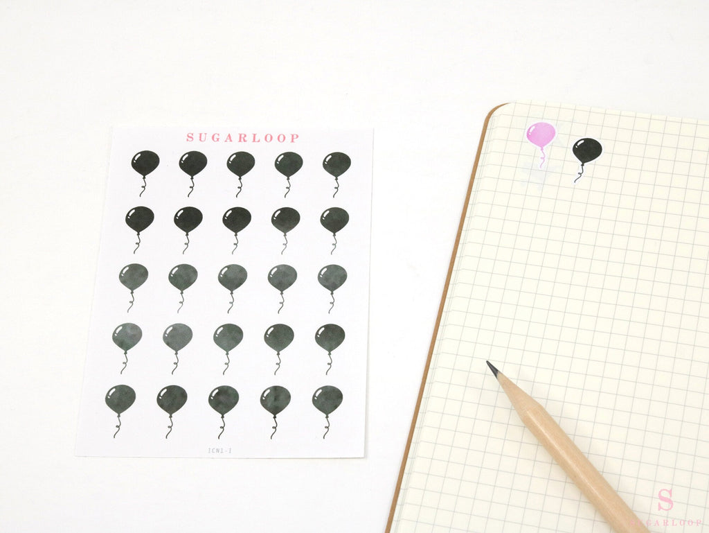 Balloon Birthday Celebration Bujo Journal Planner Stickers: Rainbow or Neutral