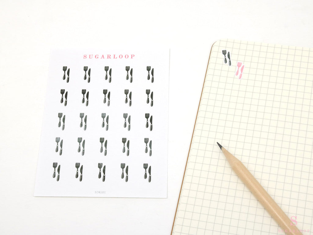 Meal Plan Prep Icon Bujo Planner Stickers: Rainbow or Neutral
