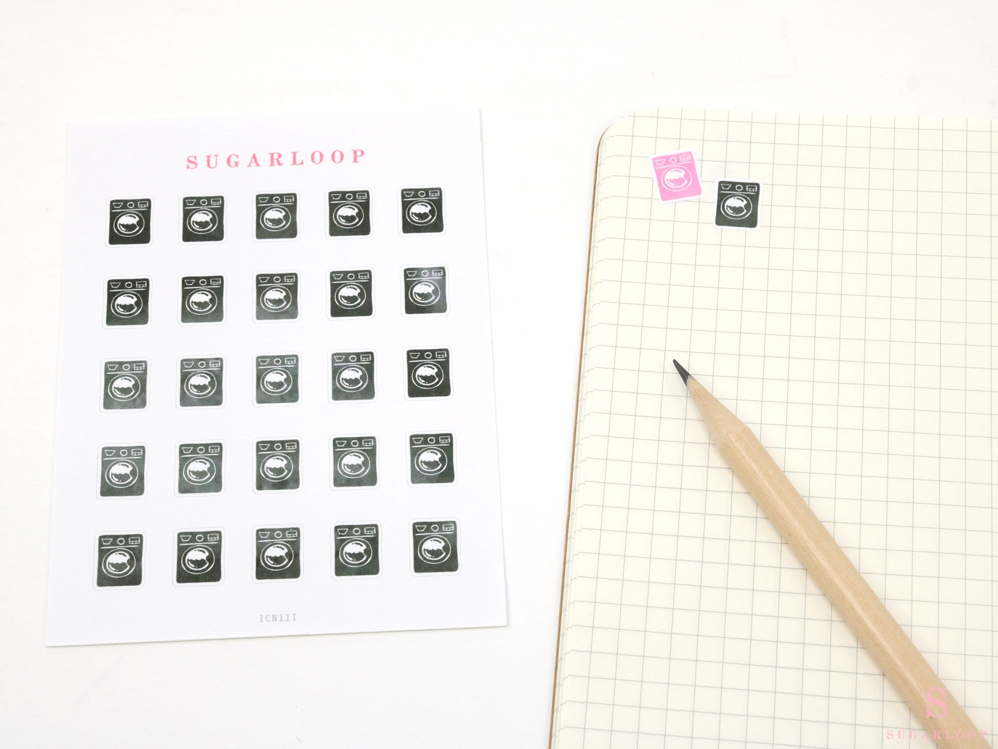 Washing Machine Laundry Icon Bujo Journal Planner Stickers: Rainbow & Neutral