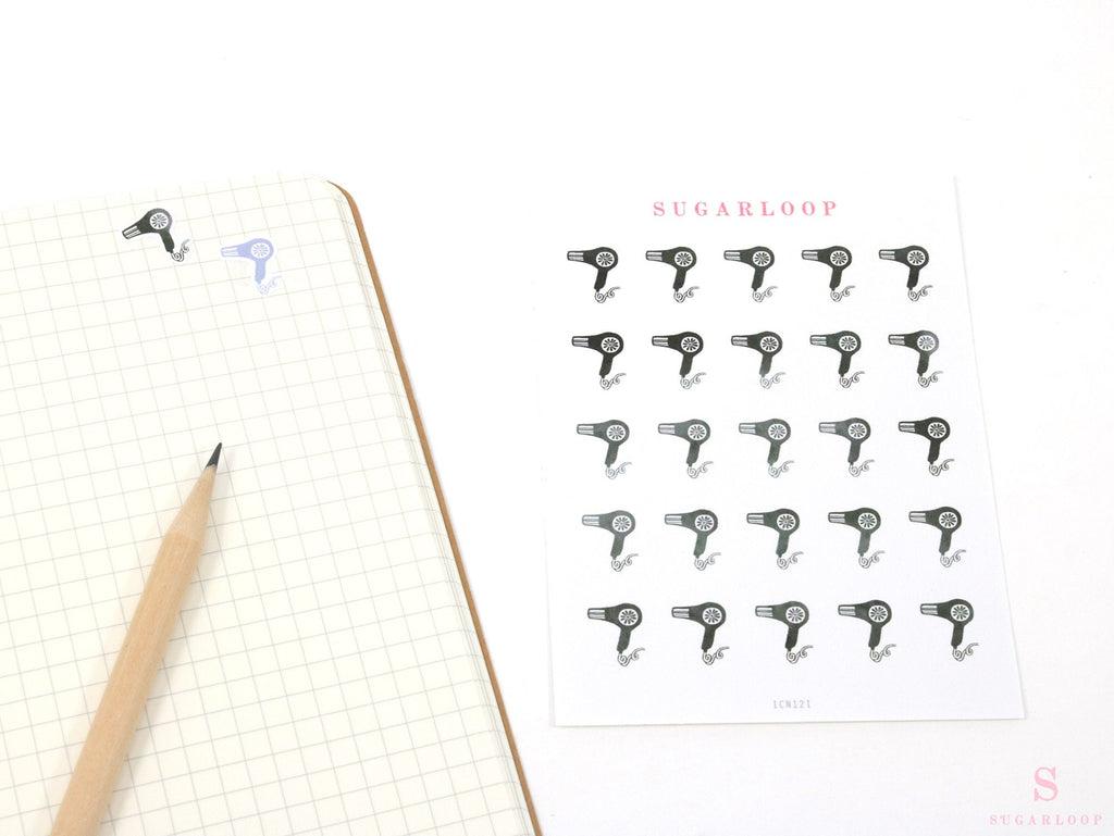 Hair Dryer Haircut Appointment Bujo Journal Planner Stickers: Rainbow or Neutral