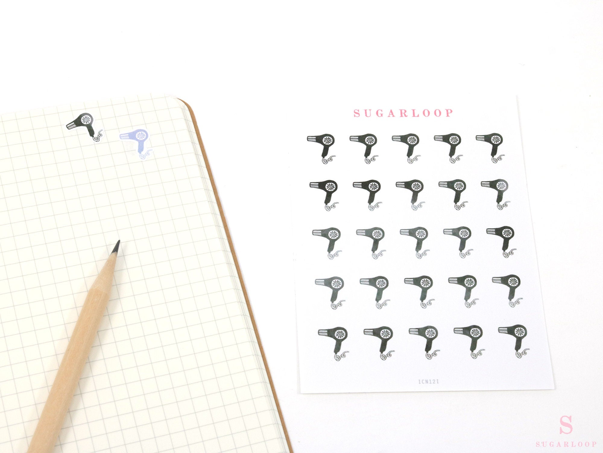 Hair Dryer Haircut Appointment Bujo Journal Planner Stickers: Rainbow or Neutral