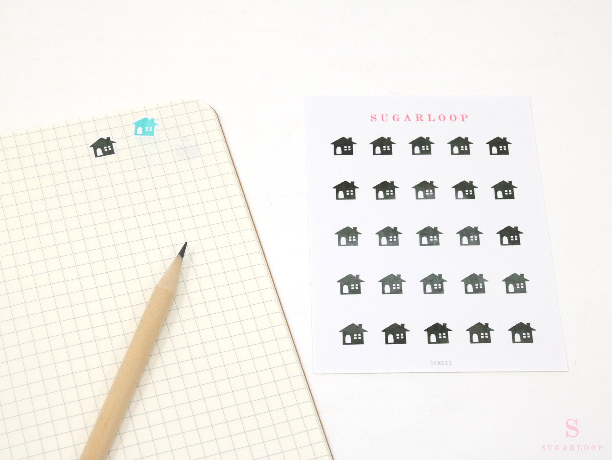 House Rent Icon Bujo Journal and Planner Stickers: Rainbow or Neutral