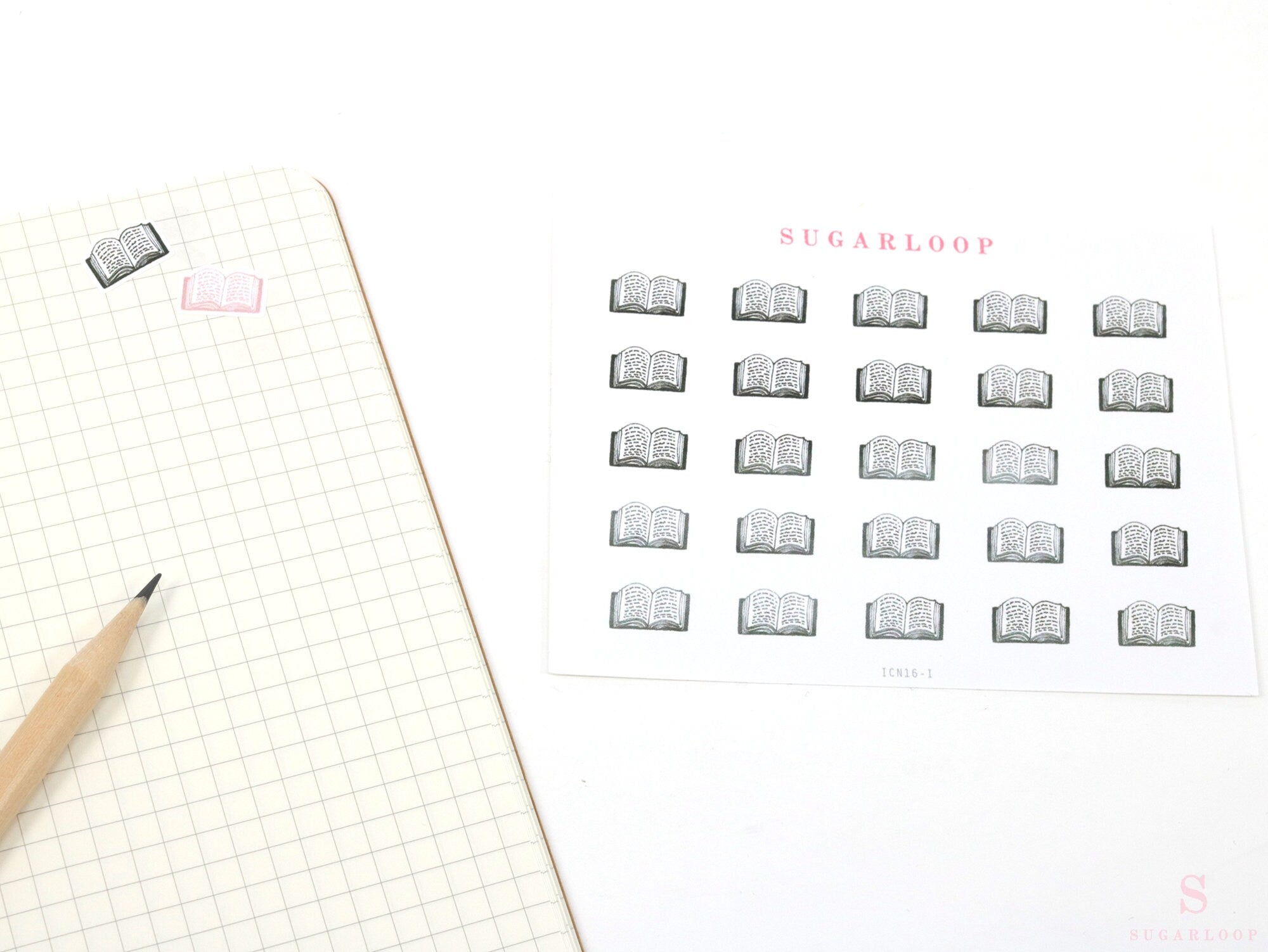 Open Book Icon Stickers for Bujos Journals and Planners: Rainbow or Neutral