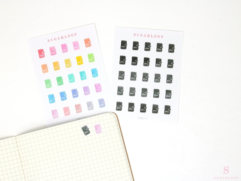 Personal Diary Icon Bujo Journal Planner Stickers: Rainbow or Neutral