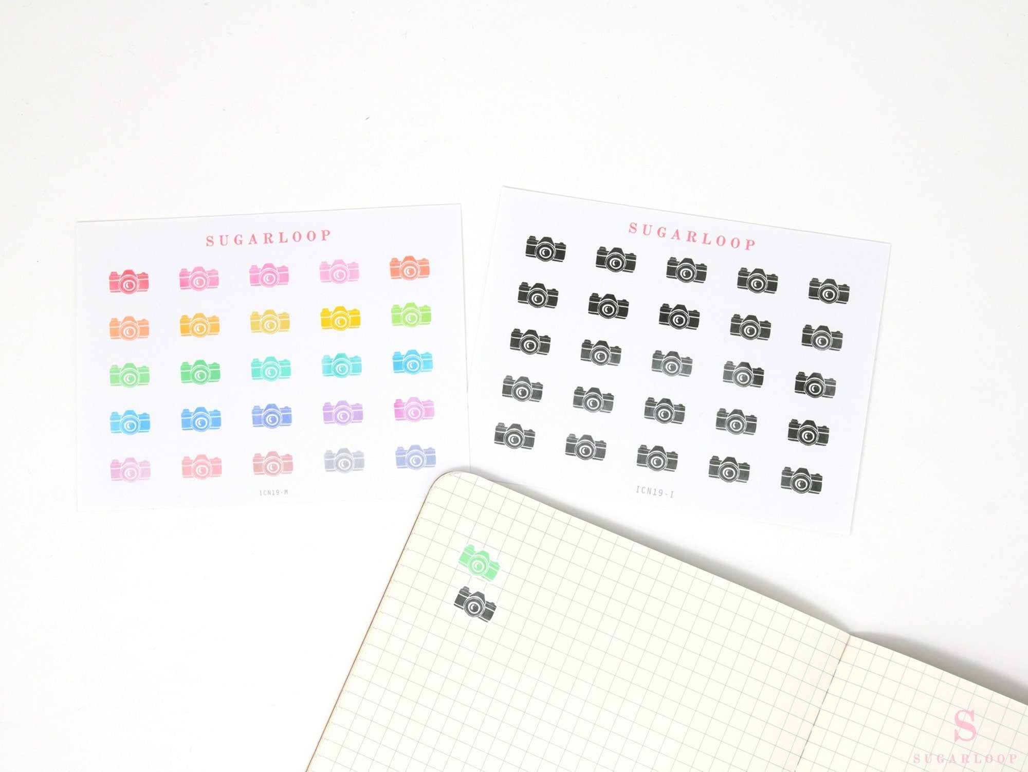 Camera Video Icon Bujo Journal Planner Stickers: Vintage Retro Style