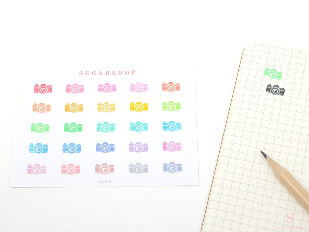 Camera Video Icon Bujo Journal Planner Stickers: Vintage Retro Style