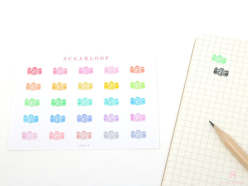 Camera Video Icon Bujo Journal Planner Stickers: Vintage Retro Style