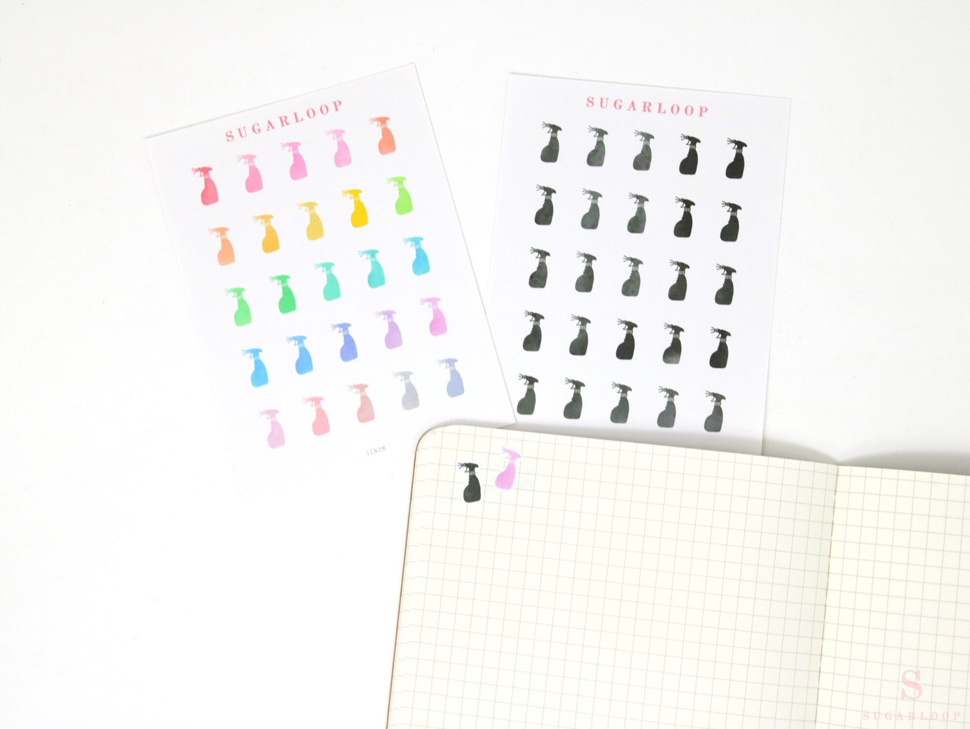 Spray Bottle Cleaning Icon Bujo Journal Planner Stickers: Rainbow or Neutral