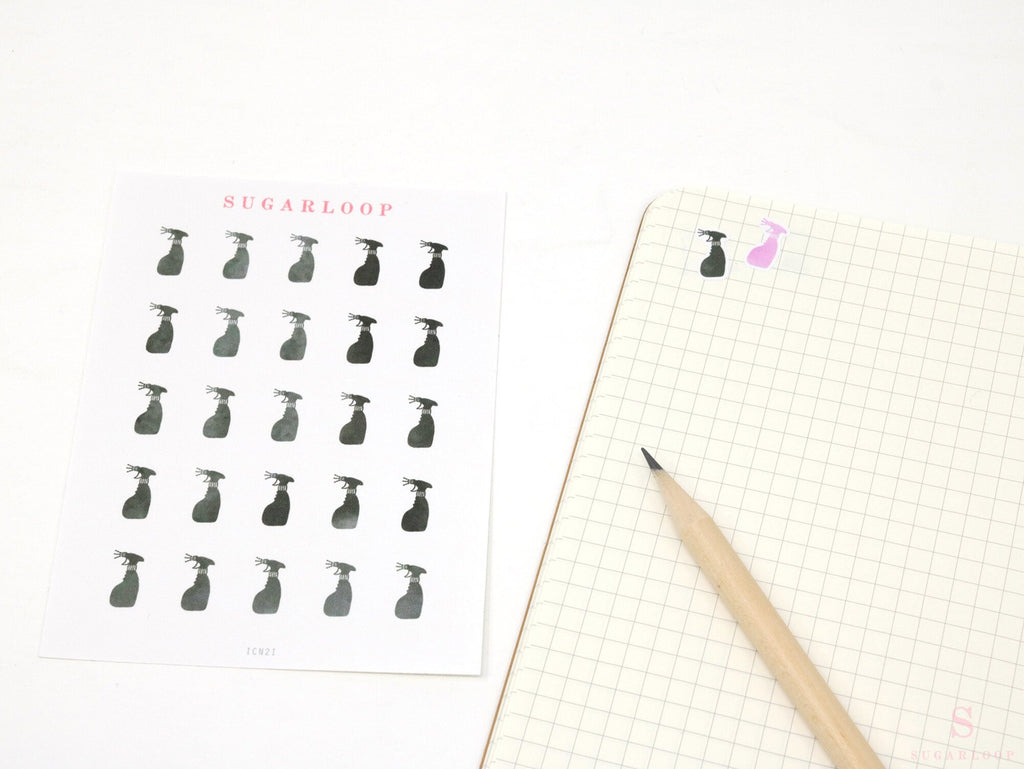 Spray Bottle Cleaning Icon Bujo Journal Planner Stickers: Rainbow or Neutral