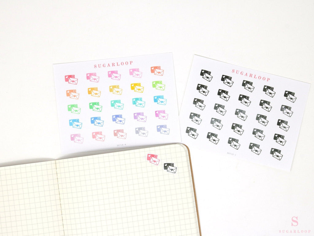 Happy Mail Script Bujo Journal Planner Stickers: Rainbow or Neutral