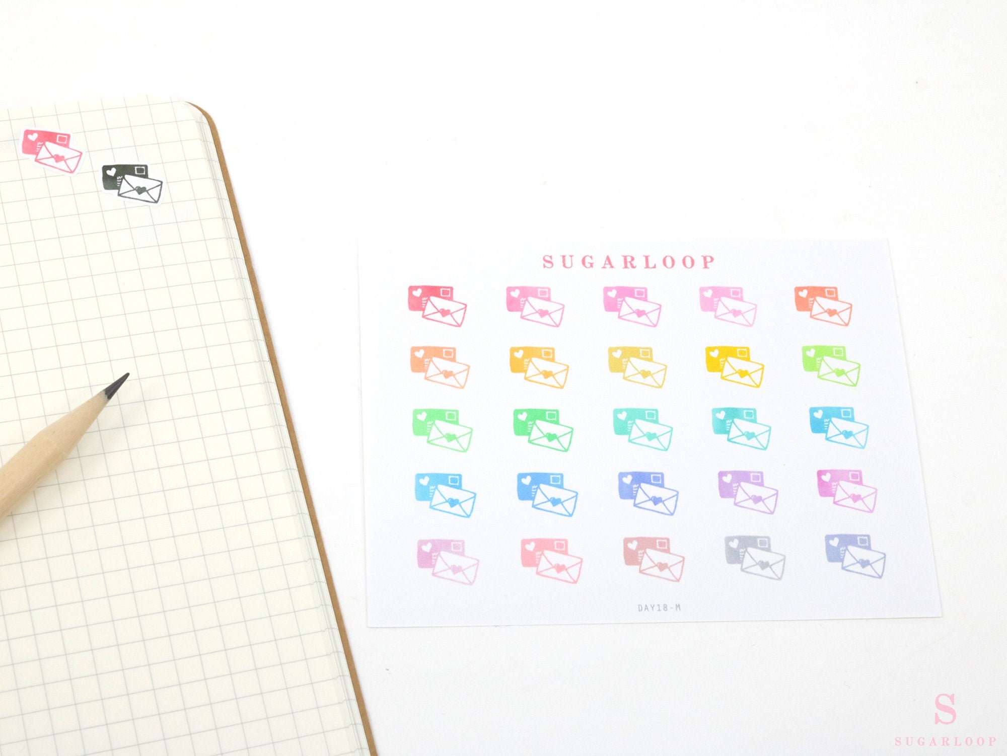 Happy Mail Script Bujo Journal Planner Stickers: Rainbow or Neutral