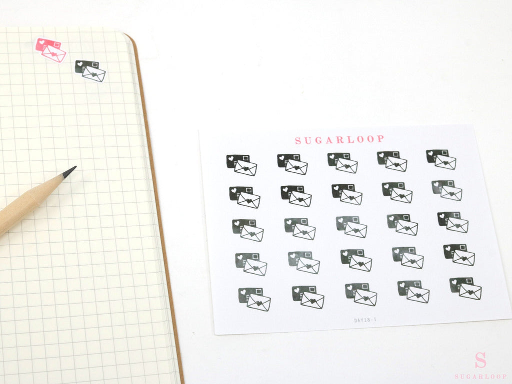 Happy Mail Script Bujo Journal Planner Stickers: Rainbow or Neutral