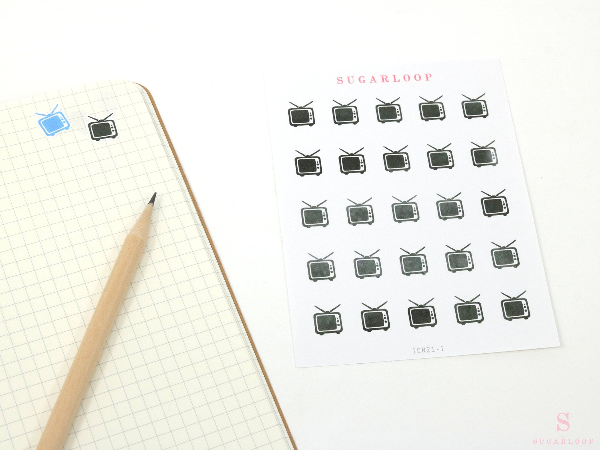 TV Streaming Watch Icon Bujo Planner Stickers: Rainbow or Neutral