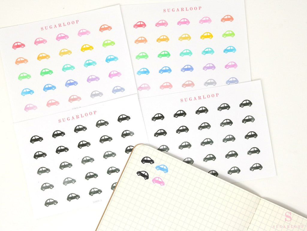 Car Finance Maintenance Icons Planner, Bujo & Journal Stickers: Rainbow or Neutral