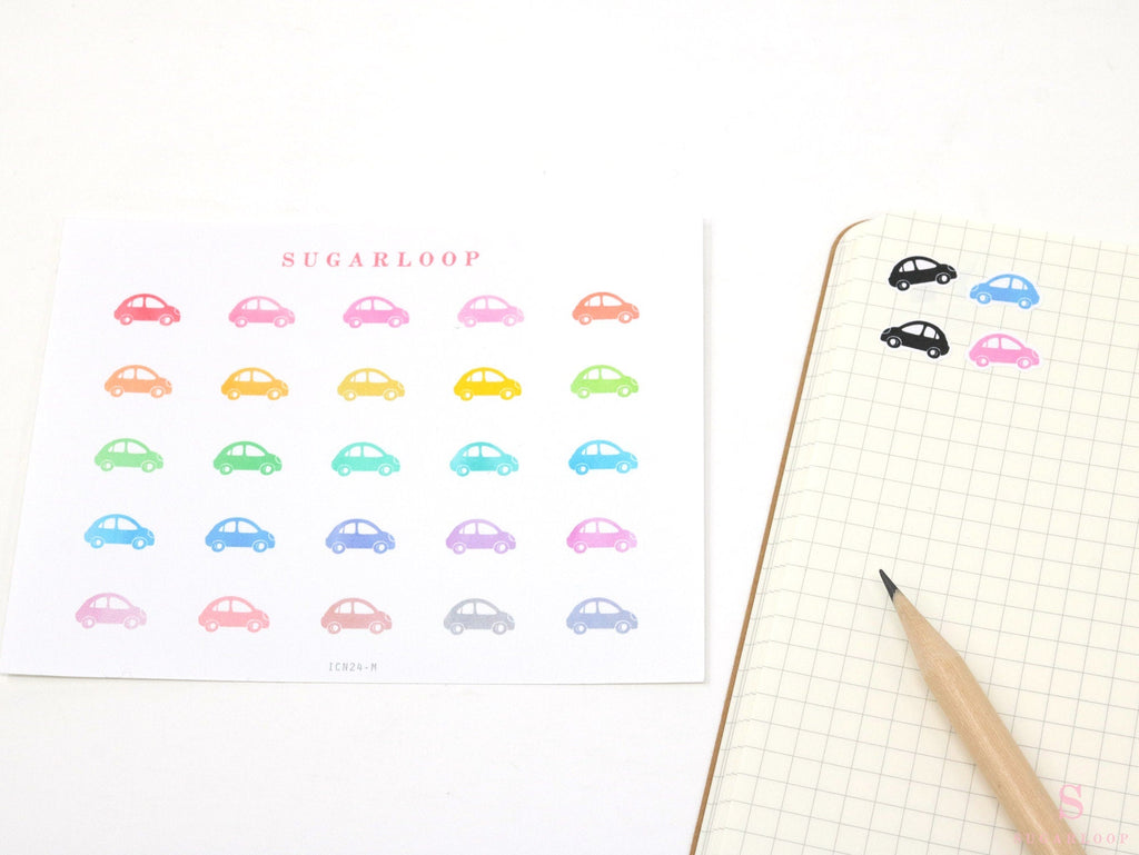 Car Finance Maintenance Icons Planner, Bujo & Journal Stickers: Rainbow or Neutral
