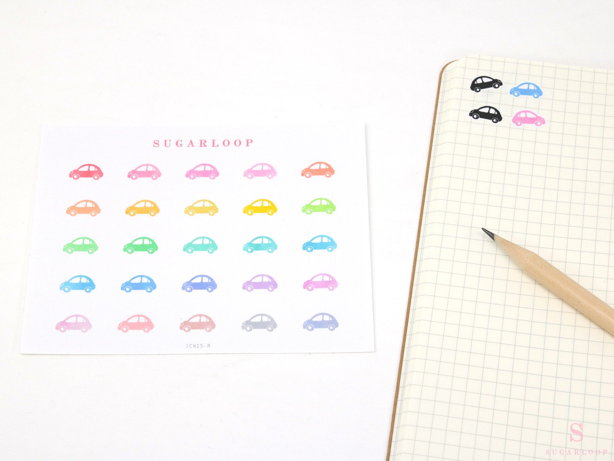Car Finance Maintenance Icons Planner, Bujo & Journal Stickers: Rainbow or Neutral