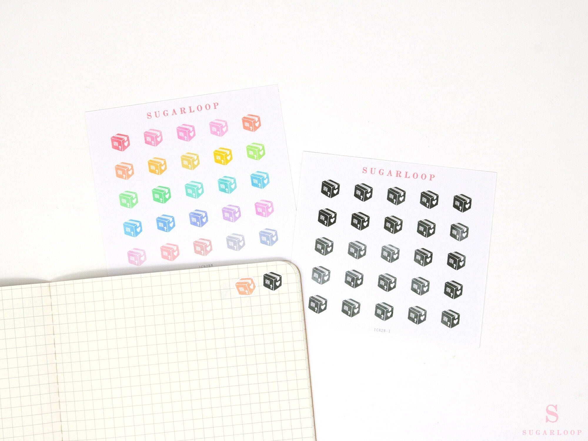 Parcel Package Bujo Journal Planner Stickers: Rainbow or Neutral