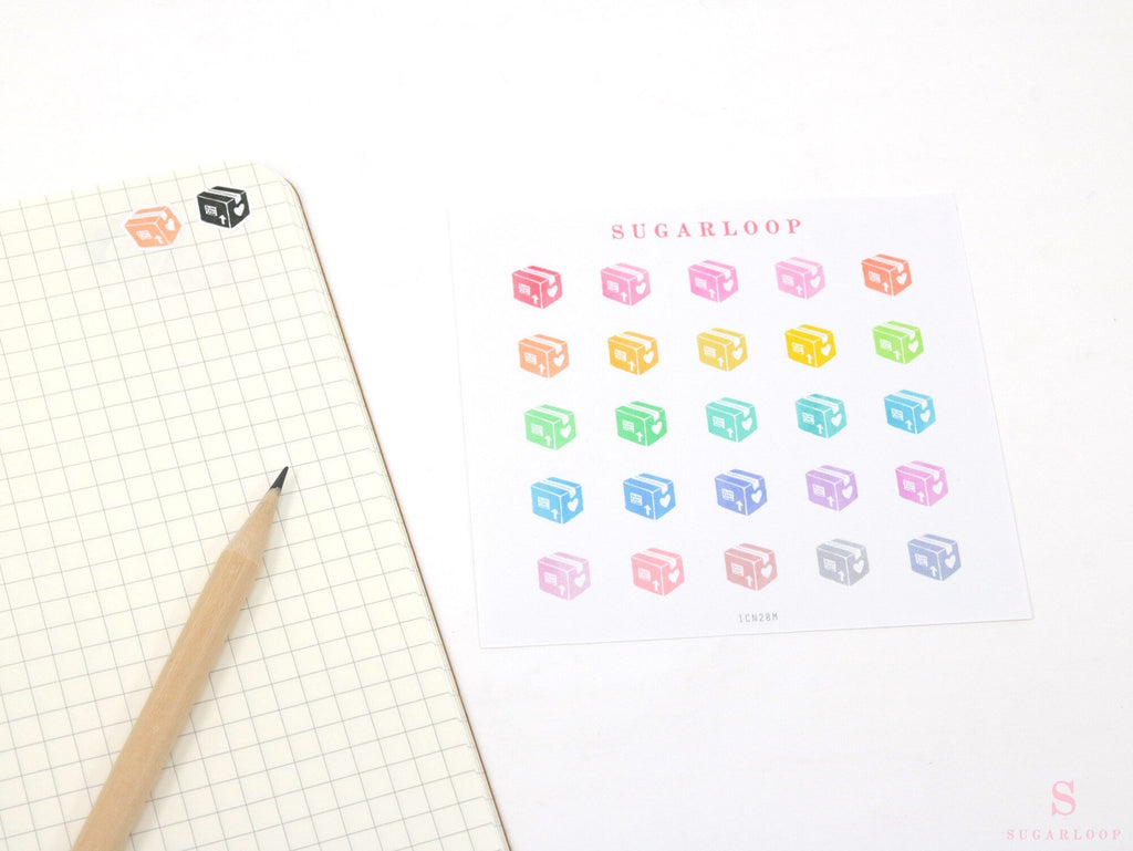Parcel Package Bujo Journal Planner Stickers: Rainbow or Neutral