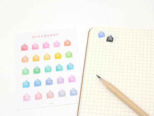 Bill Pay Due Icon Bujo Planner Stickers: Rainbow or Neutral