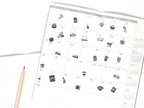 Bill Pay Due Icon Bujo Planner Stickers: Rainbow or Neutral