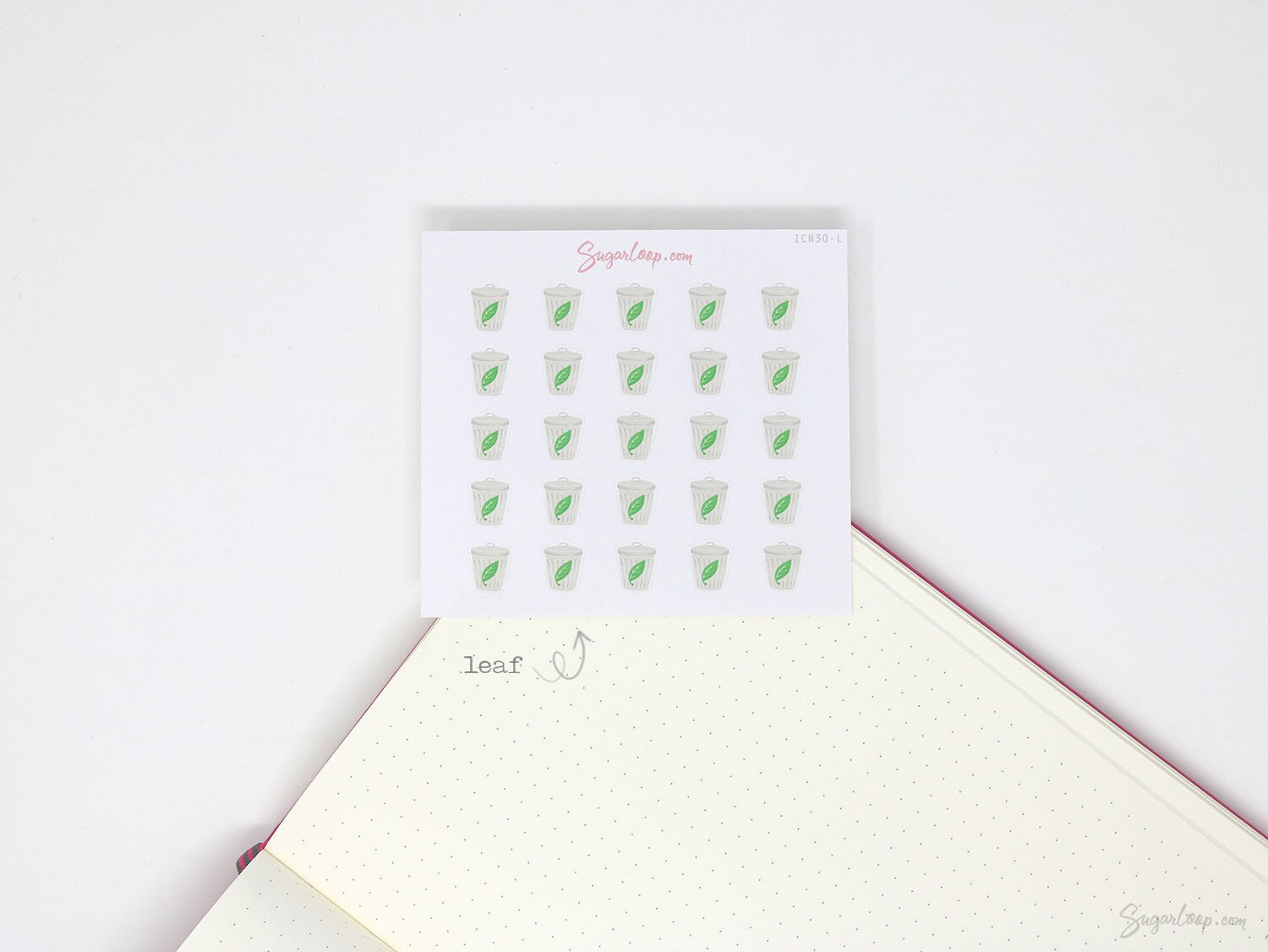 Trash Can Garbage Rubbish Bin Icon Planner Bujo Journal Stickers: Watercolor Style
