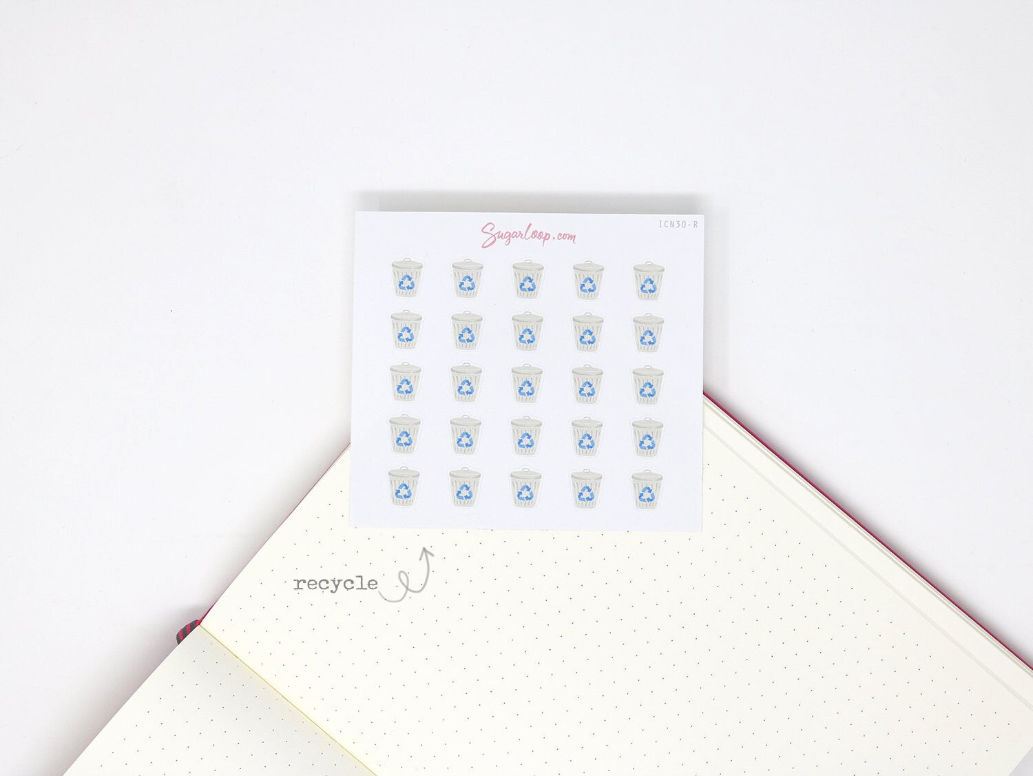Trash Can Garbage Rubbish Bin Icon Planner Bujo Journal Stickers: Watercolor Style