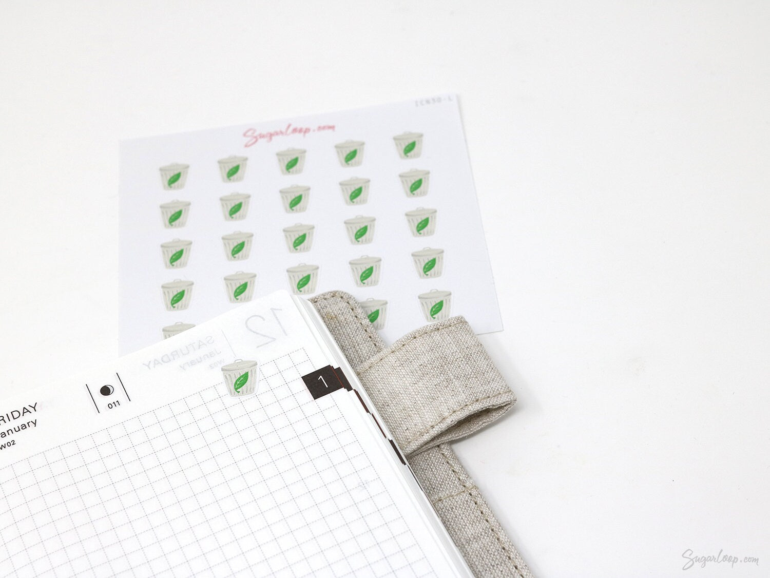 Trash Can Garbage Rubbish Bin Icon Planner Bujo Journal Stickers: Watercolor Style