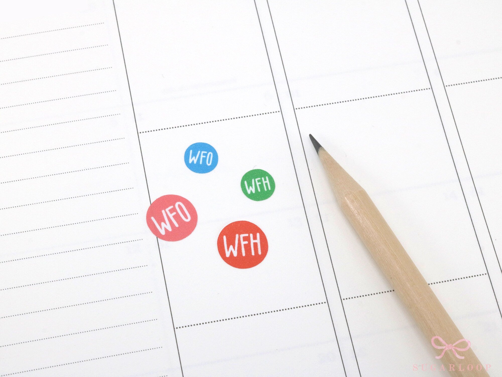 WFH WFO Work From Home Icon Stickers for Office Planner, Bujo & Journal: Rainbow Dots