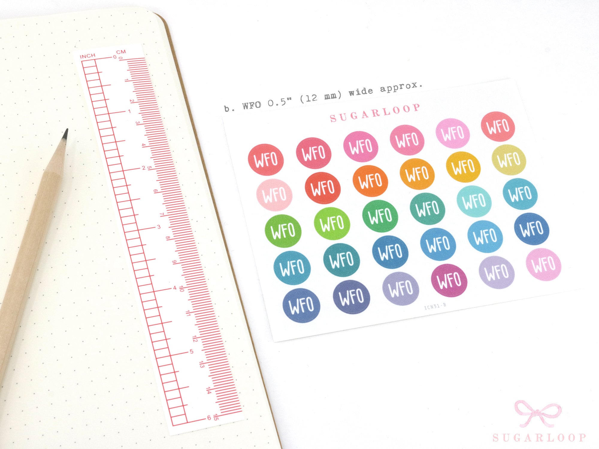 WFH WFO Work From Home Icon Stickers for Office Planner, Bujo & Journal: Rainbow Dots