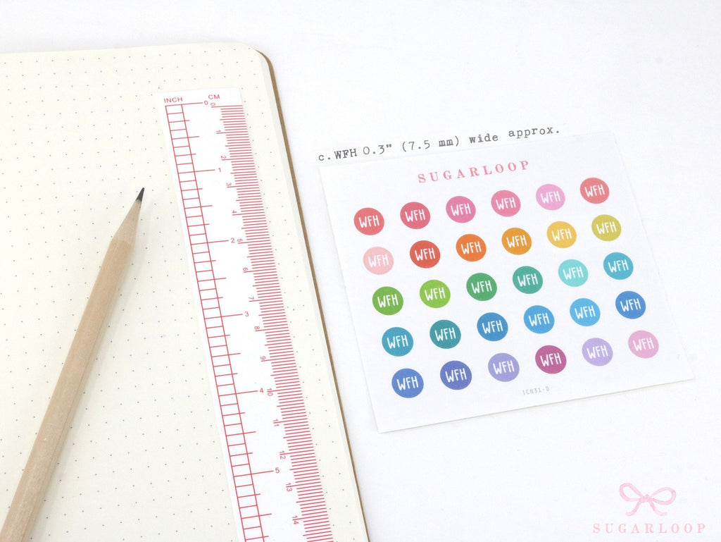 WFH WFO Work From Home Icon Stickers for Office Planner, Bujo & Journal: Rainbow Dots