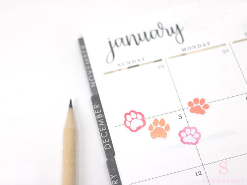 Cat & Dog Pet Paw Icons Stickers for Planners, Bujo & Journals: Rainbow
