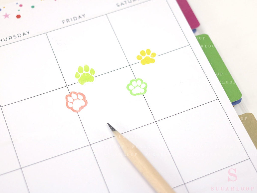 Cat & Dog Pet Paw Icons Stickers for Planners Bujo & Journals: Rainbow