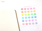Cat & Dog Pet Paw Icons Stickers for Planners, Bujo & Journals: Rainbow