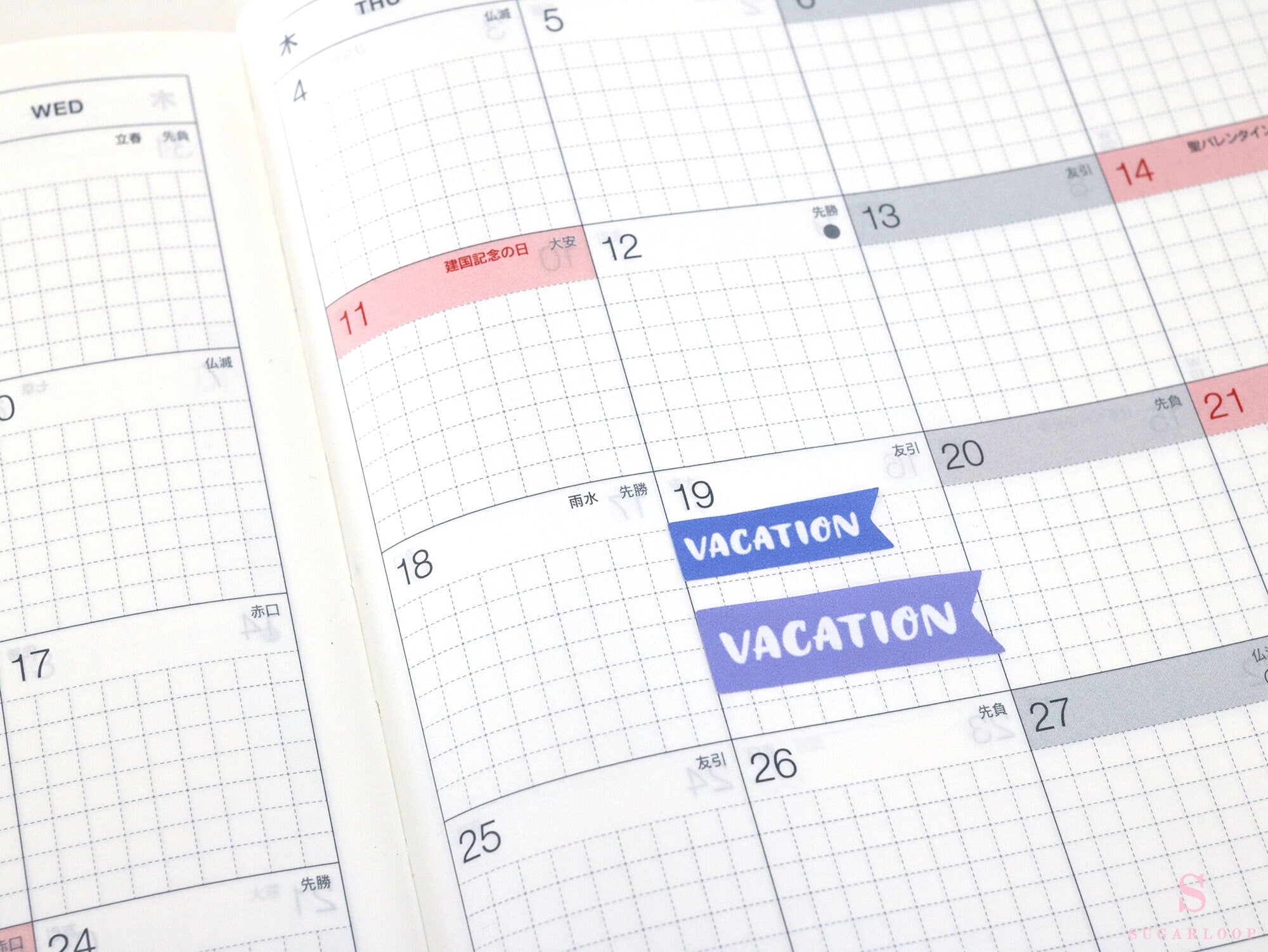 Vacation Vacay Brush Script Hand Lettered Banner Flag Bujo Planner Stickers: Rainbow