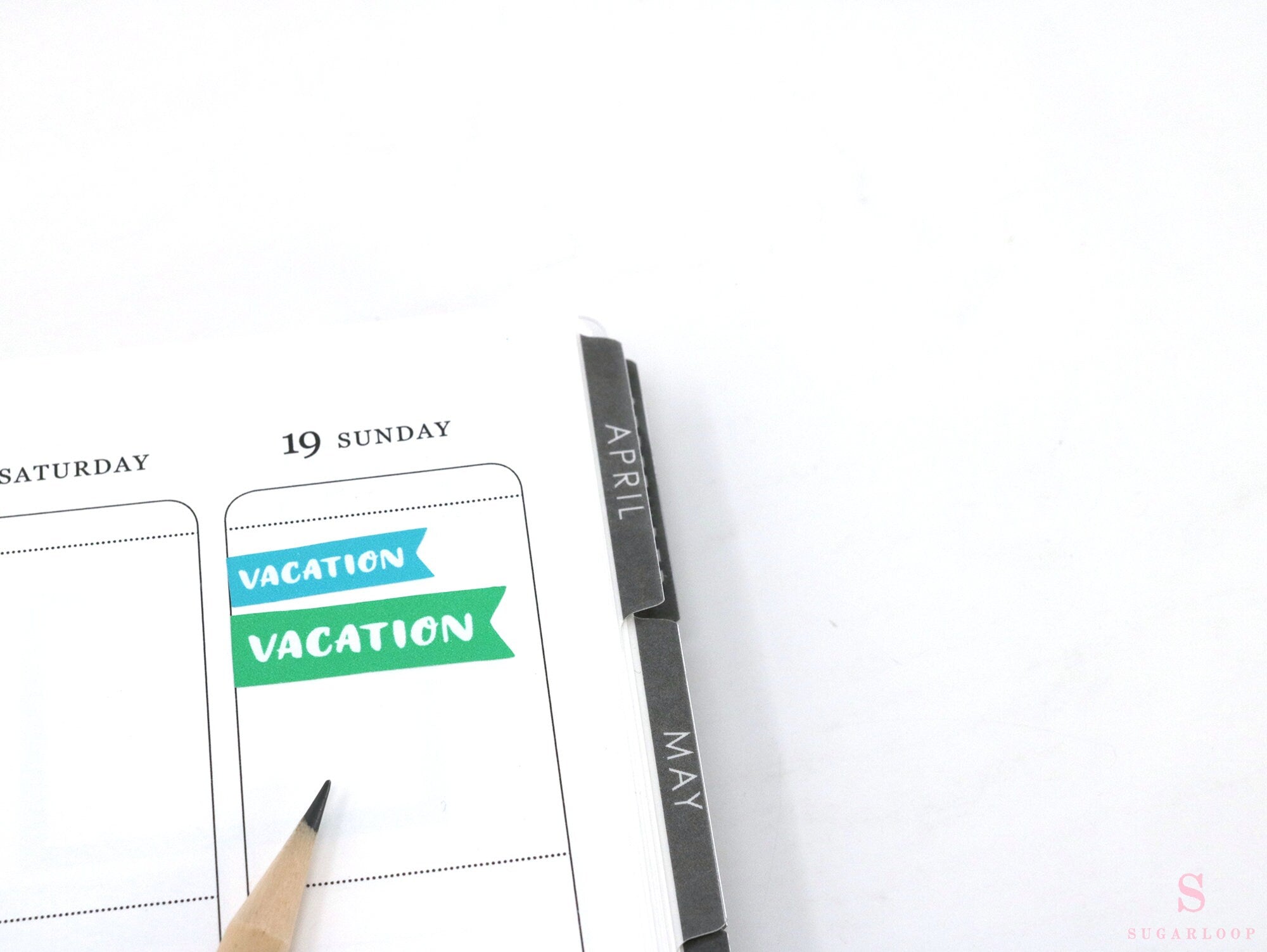 Vacation Vacay Brush Script Hand Lettered Banner Flag Bujo Planner Stickers: Rainbow