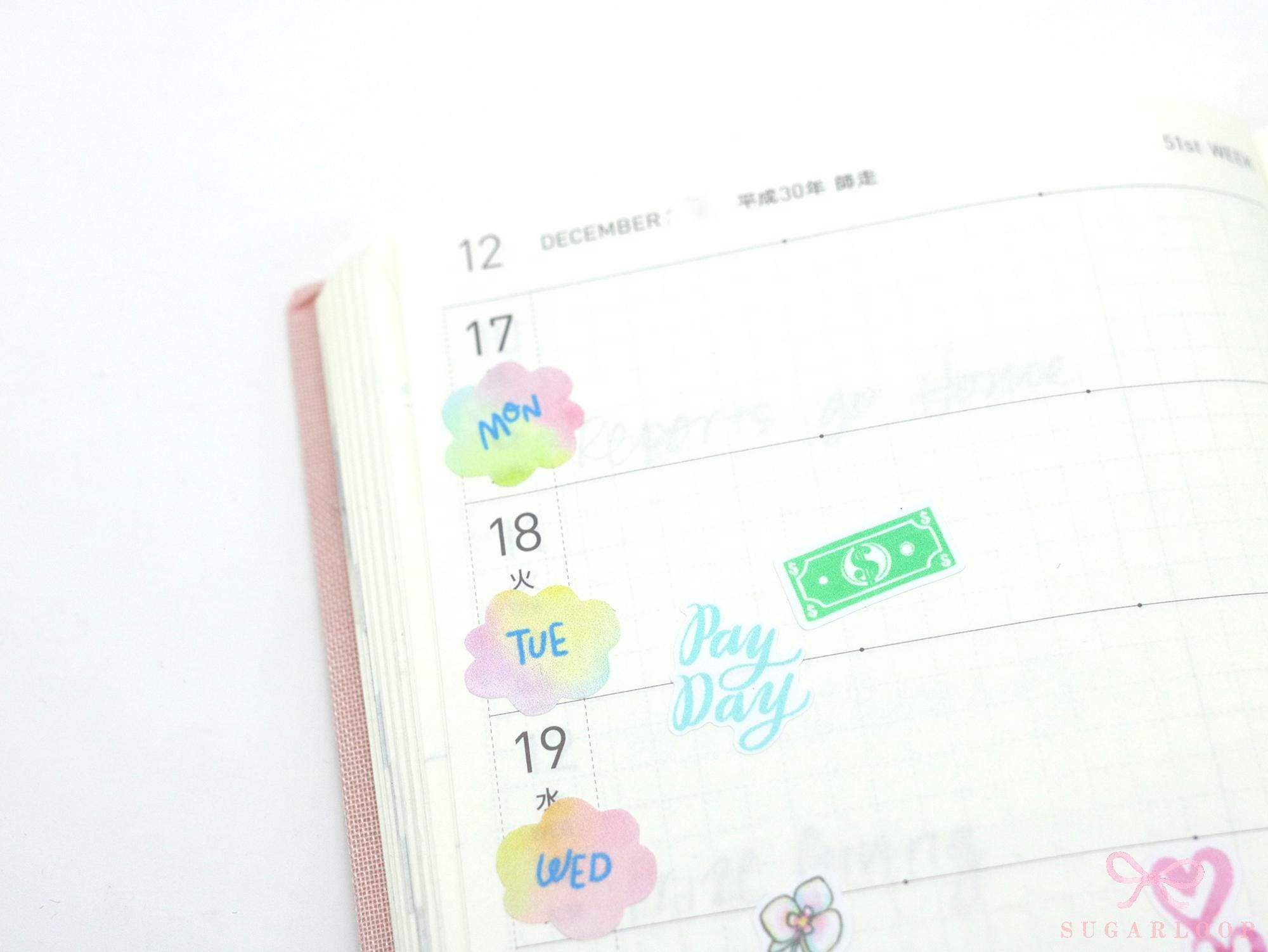 Pay Day Dollar Bill  Icon Planner & Journal Stickers: Rainbow or Neutral