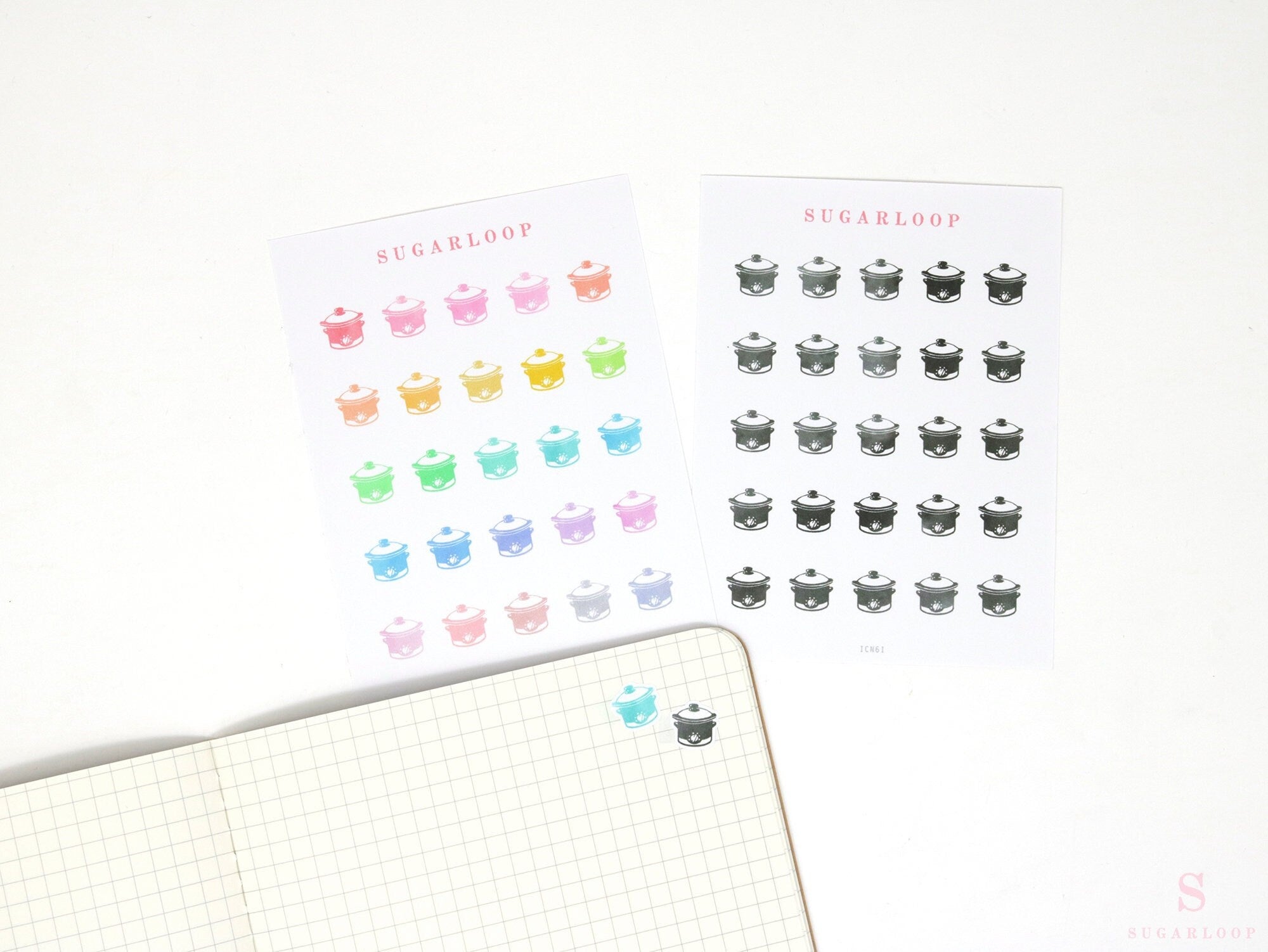 Cooking Meal Prep Plan Icon Bujo Planner Stickers: Rainbow or Neutral