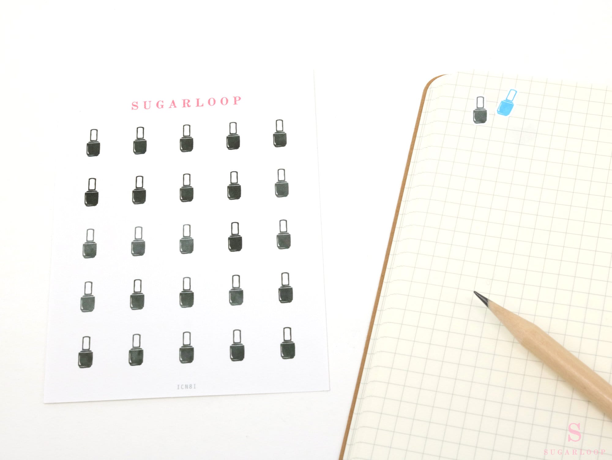 Nail Polish Icon Bujo Planner Stickers: Rainbow or Neutral