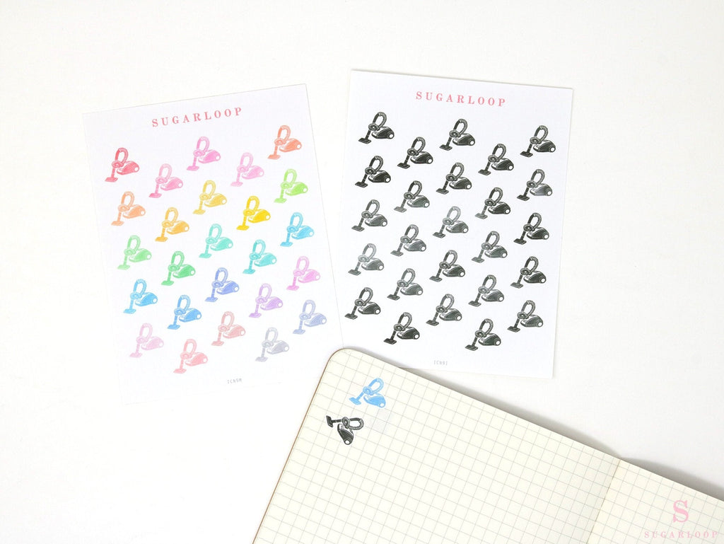 Vacuum Cleaner Cleaning Icon Bujo Planner Stickers - Rainbow or Neutral