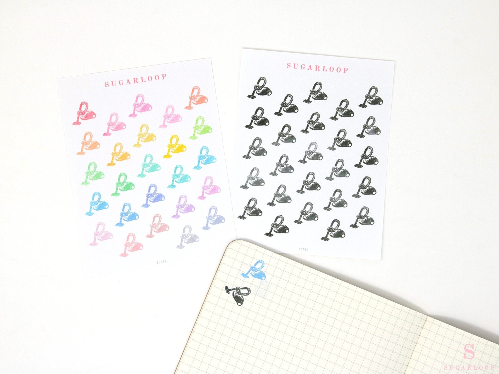 Vacuum Cleaner Cleaning Icon Bujo Planner Stickers - Rainbow or Neutral