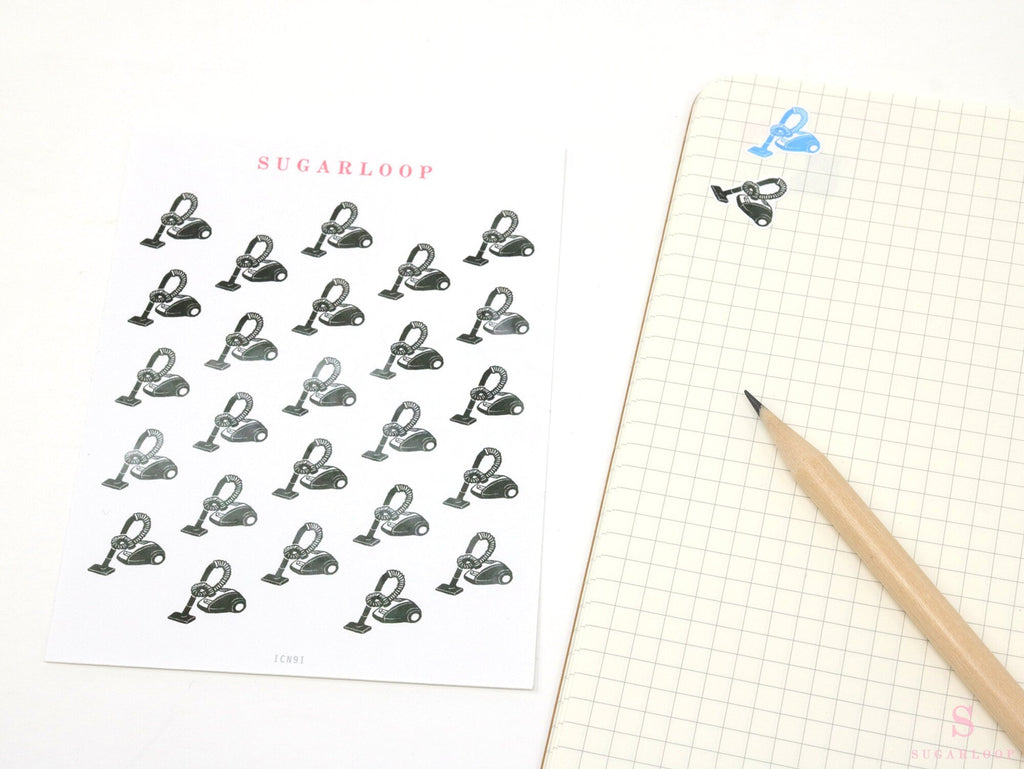Vacuum Cleaner Cleaning Icon Bujo Planner Stickers - Rainbow or Neutral