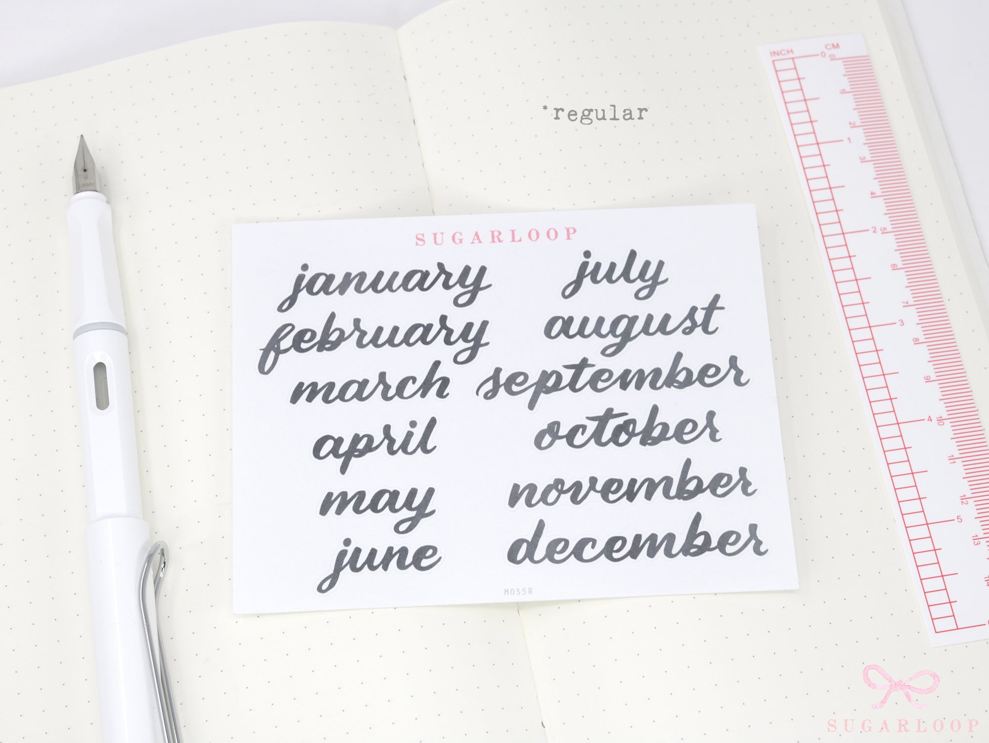 Ink Wash Handwritten Script Months of The Year Planner & Journal Stickers: DIY Diary & Calendar 1.5in (38mm) 2in (50 mm)